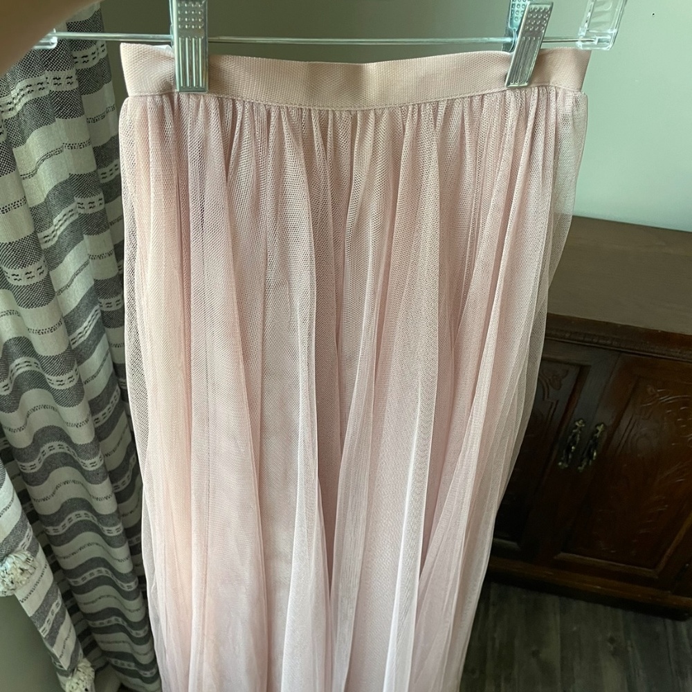 Blush Pink Tulle Maxi Skirt